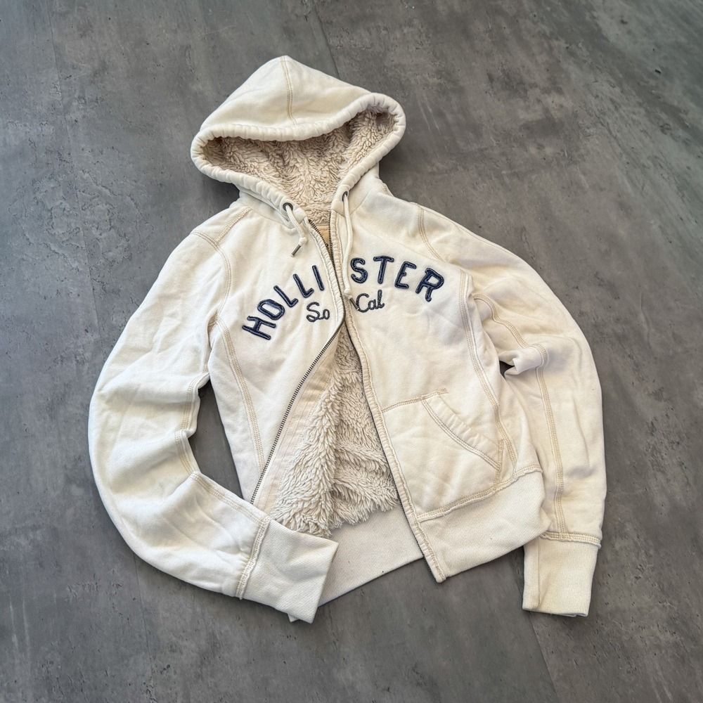 Vintage VTG Y2K 2000's 00's Hollister Sherpa Lined Full Zip Hoodie